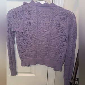 Purple cotton emporium open knit crochet sweater